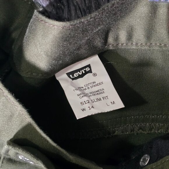 Levi’s 512 Slim Fit Women’s Pants Olive Green Size 14 Red Tab Y2K Stretch - Picture 5 of 10